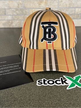 Burberry Tan Stripe TB Monogram Baseball Cap